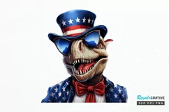 Funny 4th of July T-rex Sublimation PNG Clipart Product Image 1