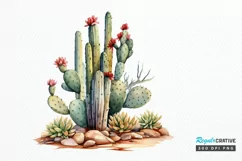 Cactus House Watercolor Sublimation PNG Clipart Product Image 1