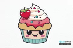 Cute Kawaii Cupcakes Valentine Stickers PNG Clipart Product Image 1
