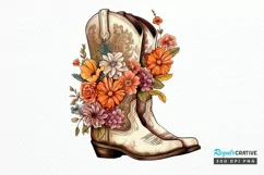 Western Floral Boots Sublimation PNG Clipart Product Image 1