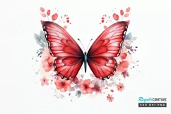 Floral Red Butterfly Couple PNG Clipart Product Image 1