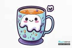 Cute And Creepy Mug Halloween Sticker PNG Clipart Product Image 1