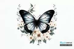 Floral Black Butterfly PNG Clipart Product Image 1