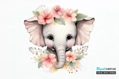 Flower Baby Elephant Sublimation PNG Clipart Product Image 1