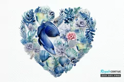 Ocean Heart Watercolor Sublimation PNG Clipart Product Image 1