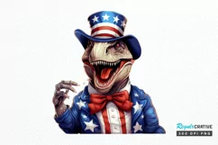 Funny 4th of July T-rex Sublimation PNG Clipart Product Image 1