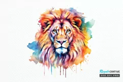 Watercolor Lion Wall Art PNG Clipart Product Image 1