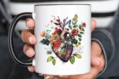 Watercolor Anatomical Floral Heart PNG Clipart Product Image 3