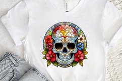 Flower Skull Stained Glass Sublimation PNG Clipart Product Image 2