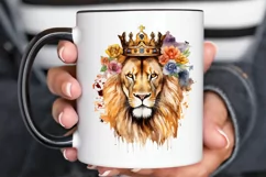 Watercolor King Lion Sublimation PNG Clipart Product Image 2