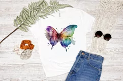 Watercolor Rainbow Butterflie PNG Clipa Product Image 2