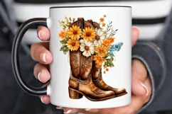 Western Floral Boots Sublimation PNG Clipart Product Image 2