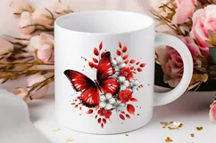 Floral Red Butterfly Couple PNG Clipart Product Image 2