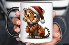 Watercolor Christmas Cute Tiger PNG Clipart Product Image 3