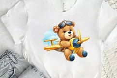 Cute Little Bear Flying On Plane PNG Clipart Product Image 2