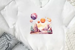 Watercolor Candy Planet Landscape PNG Clipart Product Image 2