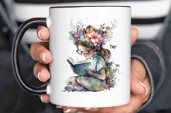 Watercolor Cute Bookworm Fairy PNG Clipart Product Image 3