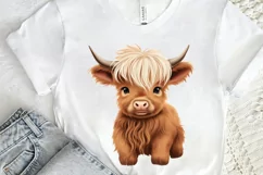 Cute Highland Cow Sublimation PNG Clipart Product Image 2
