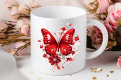Floral Red Butterfly Couple PNG Clipart Product Image 2