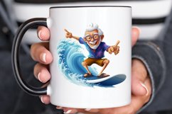 Funny Grandpa Surfing PNG Clipart Product Image 2