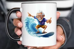 Funny Grandpa Surfing PNG Clipart Product Image 2