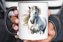 Beautiful White Horse Watercolo PNG Clipart Product Image 2