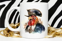 Rooster Pirate Watercolor Sublimation PNG Clipart Product Image 2