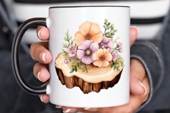 Flower Wooden Stump Watercolor Sublimation PNG Clipart Product Image 2