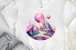 Watercolor Candy Planet Landscape PNG Clipart Product Image 2