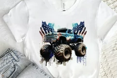 Watercolor American Monster Truck png clipart Product Image 2