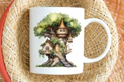 Fairy Tree House Watercolor PNG Clipart Product Image 2