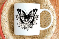 Floral Black Butterfly PNG Clipart Product Image 2