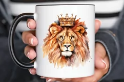 Watercolor King Lion Sublimation PNG Clipart Product Image 2