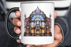 Stained Glass Old Building Sublimation PNG Clipart Product Image 2