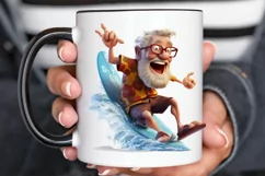 Funny Grandpa Surfing PNG Clipart Product Image 2