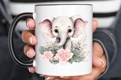 Flower Baby Elephant Sublimation PNG Clipart Product Image 2