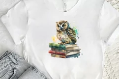 Watercolor Owl On Books PNG Clipart Product Image 2