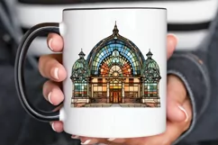 Stained Glass Old Building Sublimation PNG Clipart Product Image 2