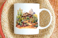 Cactus House Watercolor Sublimation PNG Clipart Product Image 2