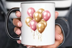 Gold Chrome and Pink Balloons PNG Clipart Product Image 3