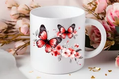 Floral Red Butterfly Couple PNG Clipart Product Image 2