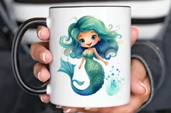 Cute Mermaid Watercolor PNG Clipart Product Image 2