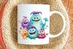 Cute Monster Family Watercolor PNG Clipart Product Image 2
