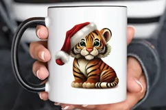 Watercolor Christmas Cute Tiger PNG Clipart Product Image 3