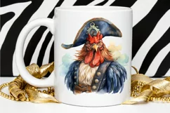 Rooster Pirate Watercolor Sublimation PNG Clipart Product Image 2