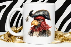 Rooster Pirate Watercolor Sublimation PNG Clipart Product Image 2