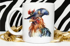 Rooster Pirate Watercolor Sublimation PNG Clipart Product Image 3