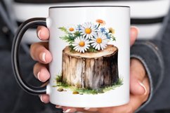 Flower Wooden Stump Watercolor Sublimation PNG Clipart Product Image 2