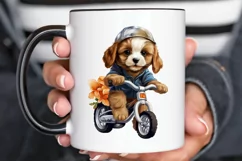 Puppy Riding Bike Sublimation PNG Clipart Product Image 2