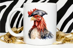 Rooster Pirate Watercolor Sublimation PNG Clipart Product Image 2